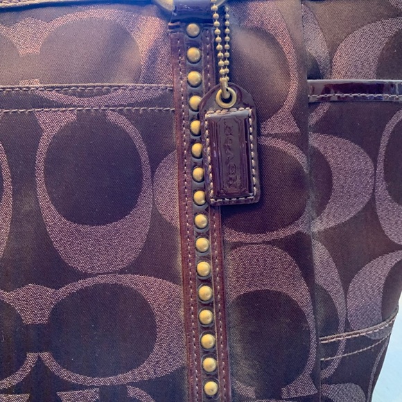 Coach Brown Metallic Signature C purse tote # 11505 - Picture 7 of 7